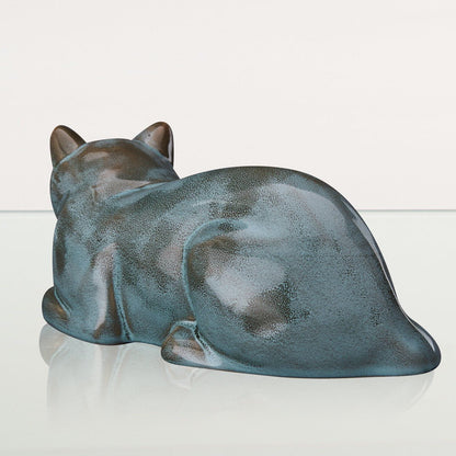 Cat Cremation Urn for Ashes - Green Melange | Ceramic | Handmade Pet Urn - Pulvis Art Urns