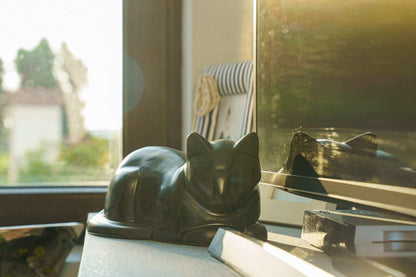 Cat Cremation Urn for Ashes - Rainbow Black | Ceramic | Handmade Cat Urn - Pulvis Art Urns