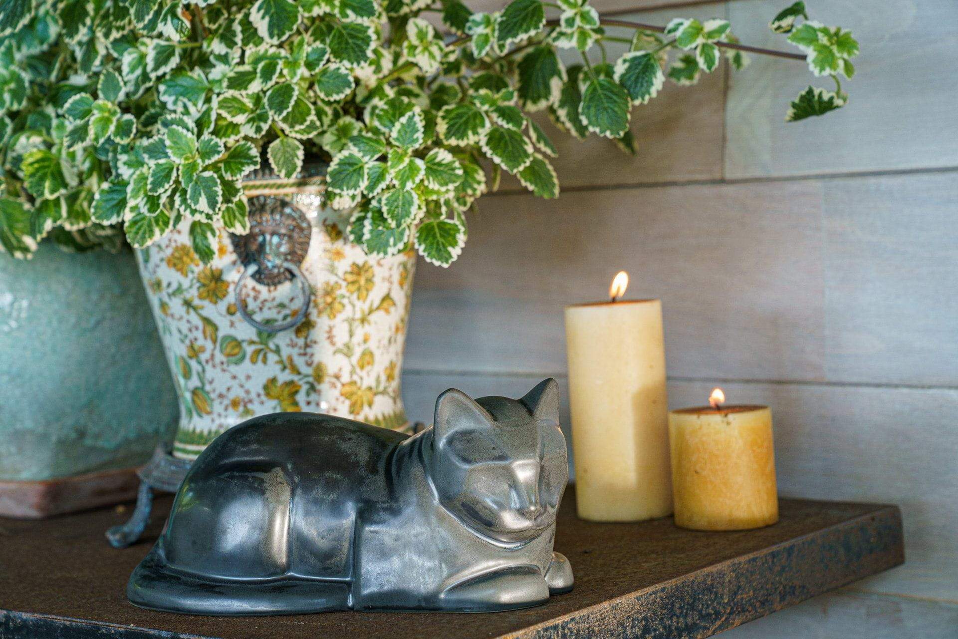 Cat Cremation Urn for Ashes - Rainbow Black | Ceramic | Handmade Cat Urn - Pulvis Art Urns