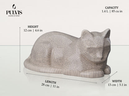 Pulvis Art Urns Pet Urn Cat Cremation Urn for Ashes -| Ceramic | Handmade Pet Urn
