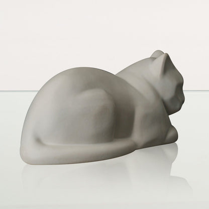 Cat Cremation Urn for Ashes - White Matte | Ceramic | Handmade Cat Urn - Pulvis Art Urns