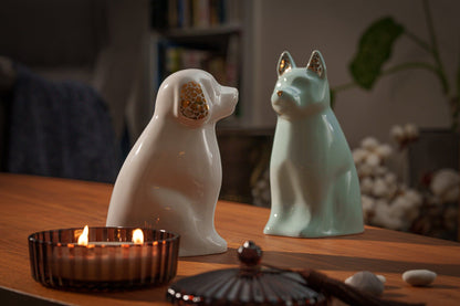 "Cuddle" Pet Urn for Dog - White | Ceramic | Handmade - Pulvis Art Urns