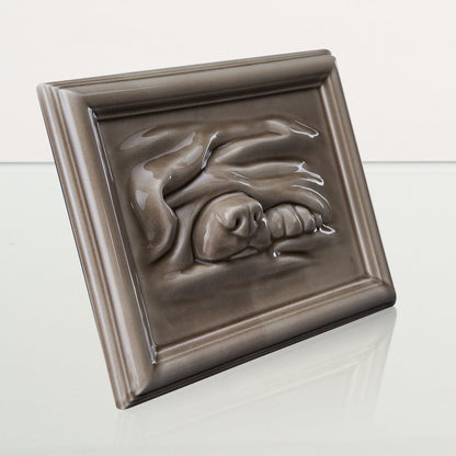 Dog Cremation Urn for Ashes - Beige Grey | Ceramic | Handmade Pet Urn - Pulvis Art Urns