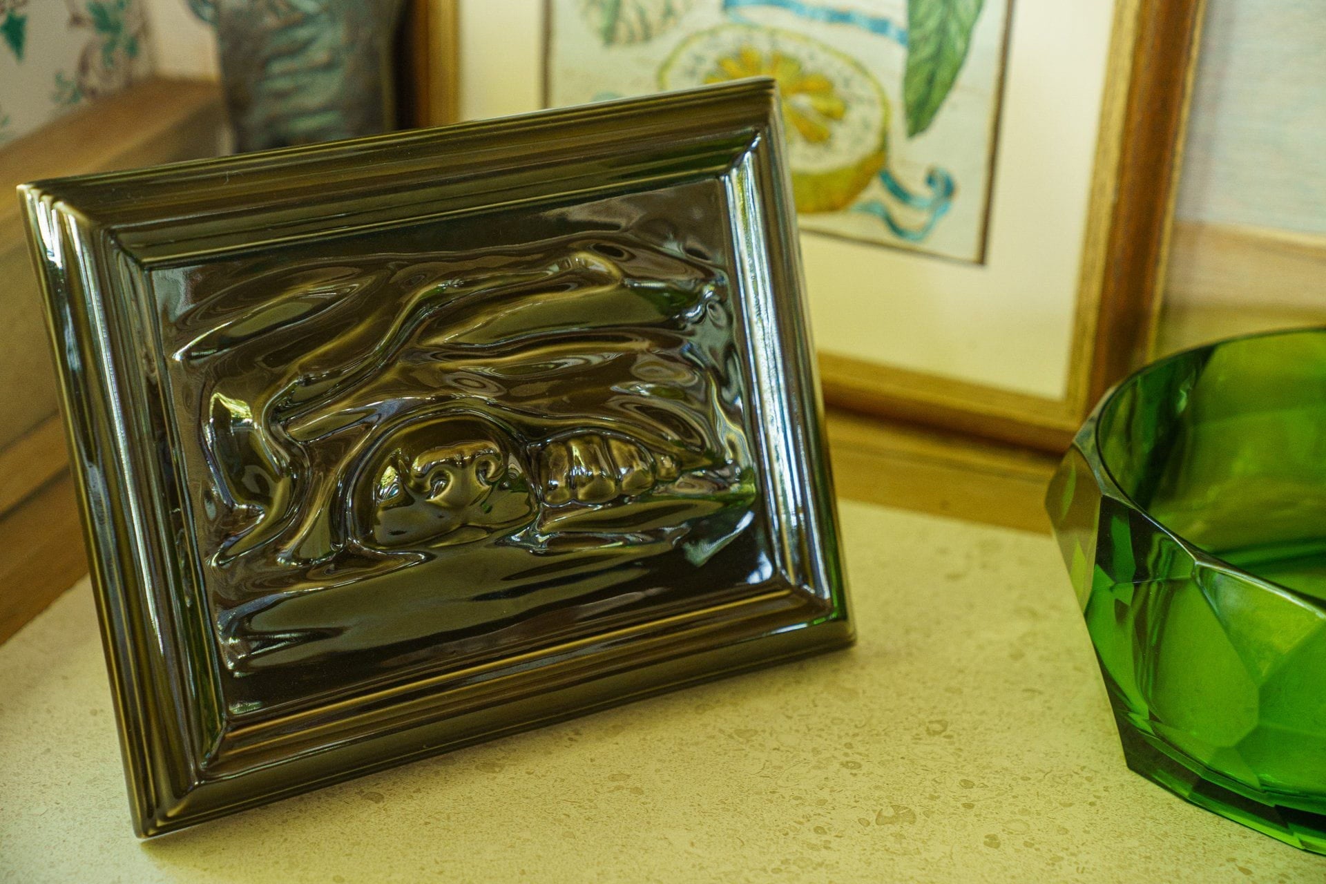 Dog Cremation Urn for Ashes - Oily Green | Ceramic | Handmade Pet Urn - Pulvis Art Urns
