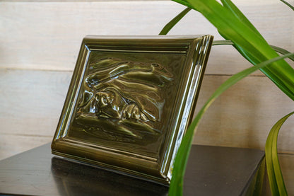 Dog Cremation Urn for Ashes - Oily Green | Ceramic | Handmade Pet Urn - Pulvis Art Urns