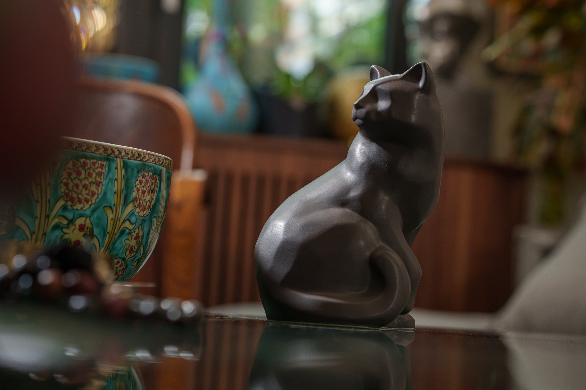 Felix Cat Urn for Ashes - Gray Matte | Ceramic | Handmade Pet Urn - Pulvis Art Urns