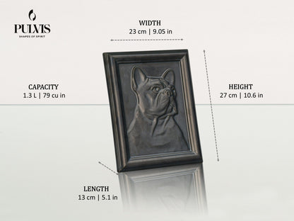 Pulvis Art Urns Pet Urn French Bulldog Pet Frame Urn  -  Ceramic | Handmade Pet Urn