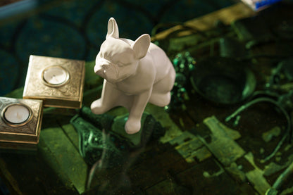 French Bulldog Pet Urn - Off-white | Ceramic Dog Urn - Pulvis Art Urns