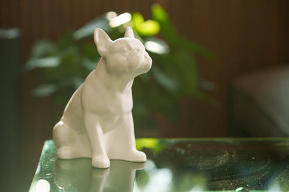 French Bulldog Pet Urn - White Matte | Ceramic Dog Urn - Pulvis Art Urns
