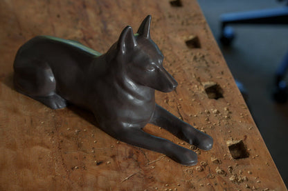 German Shepherd Pet Urn - Gray Matte | Ceramic Dog Urn - Pulvis Art Urns