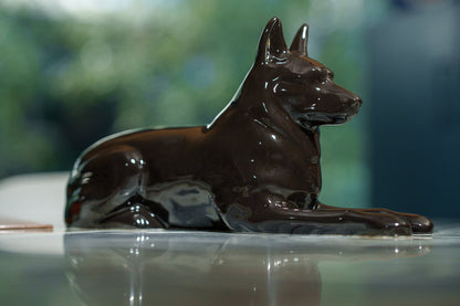 German Shepherd Pet Urn - Lamp Black | Ceramic Dog Urn - Pulvis Art Urns