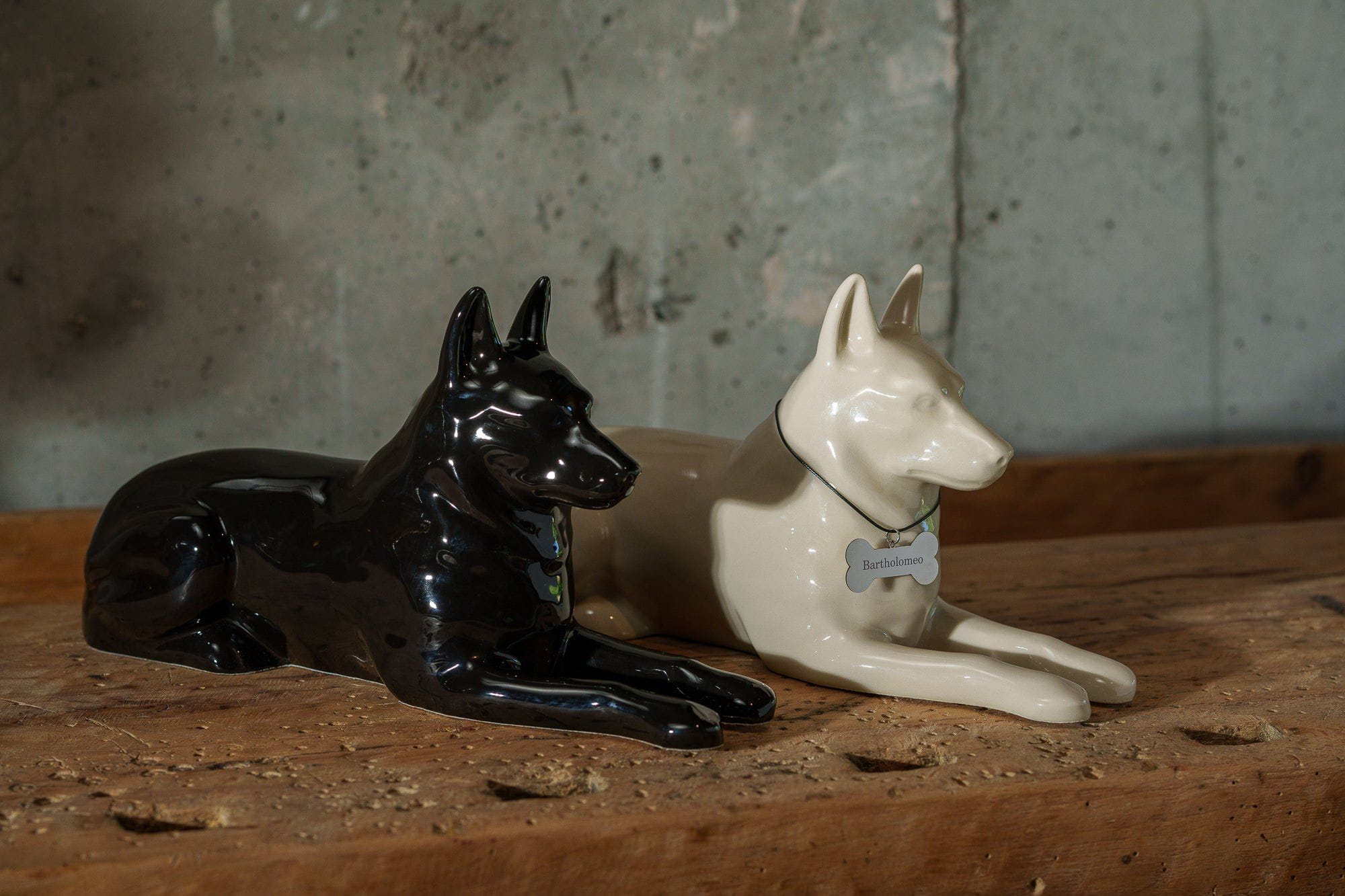German Shepherd Pet Urn - Off-white | Ceramic Dog Urn - Pulvis Art Urns