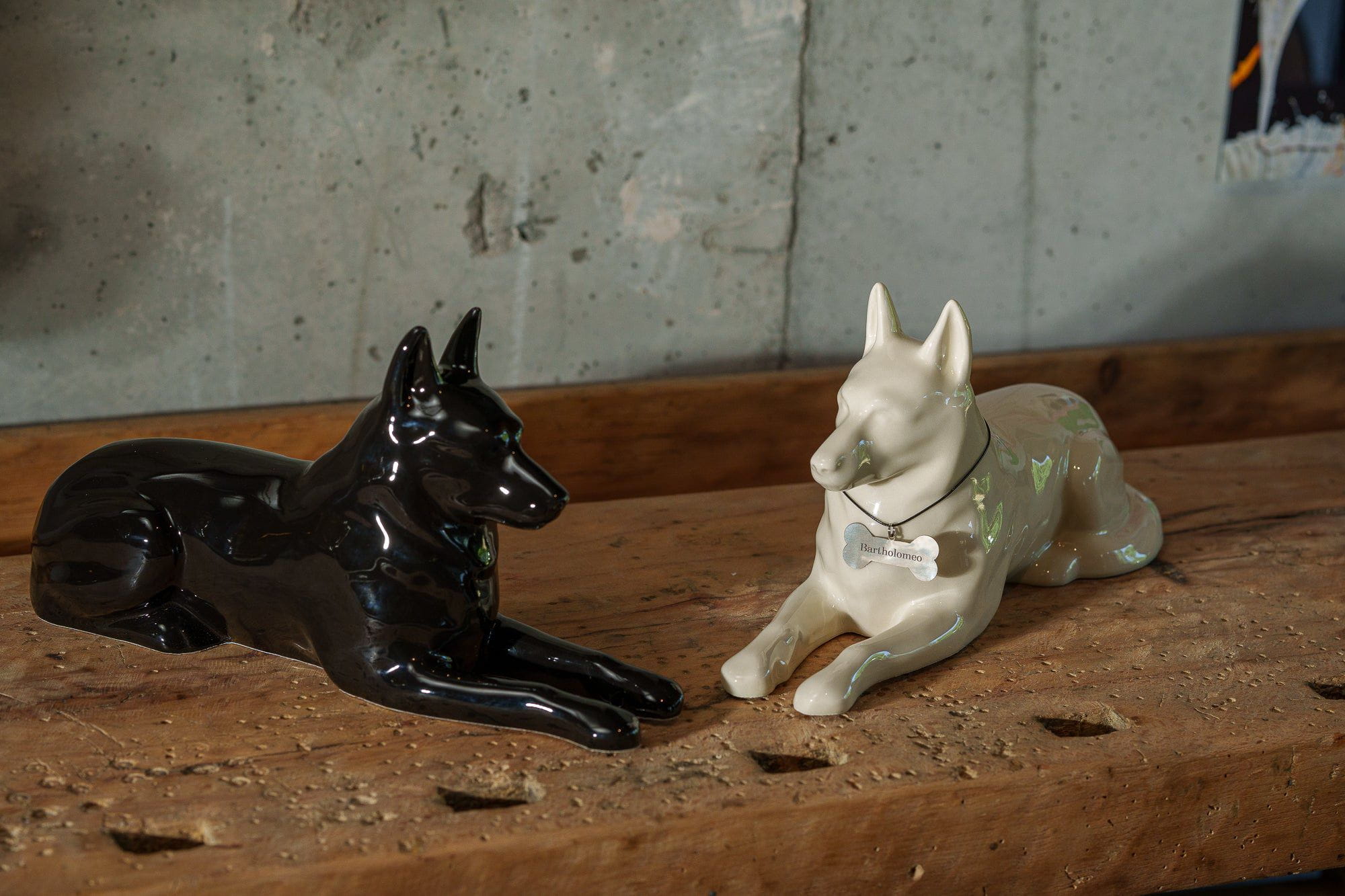 German Shepherd Pet Urn - Off-white | Ceramic Dog Urn - Pulvis Art Urns