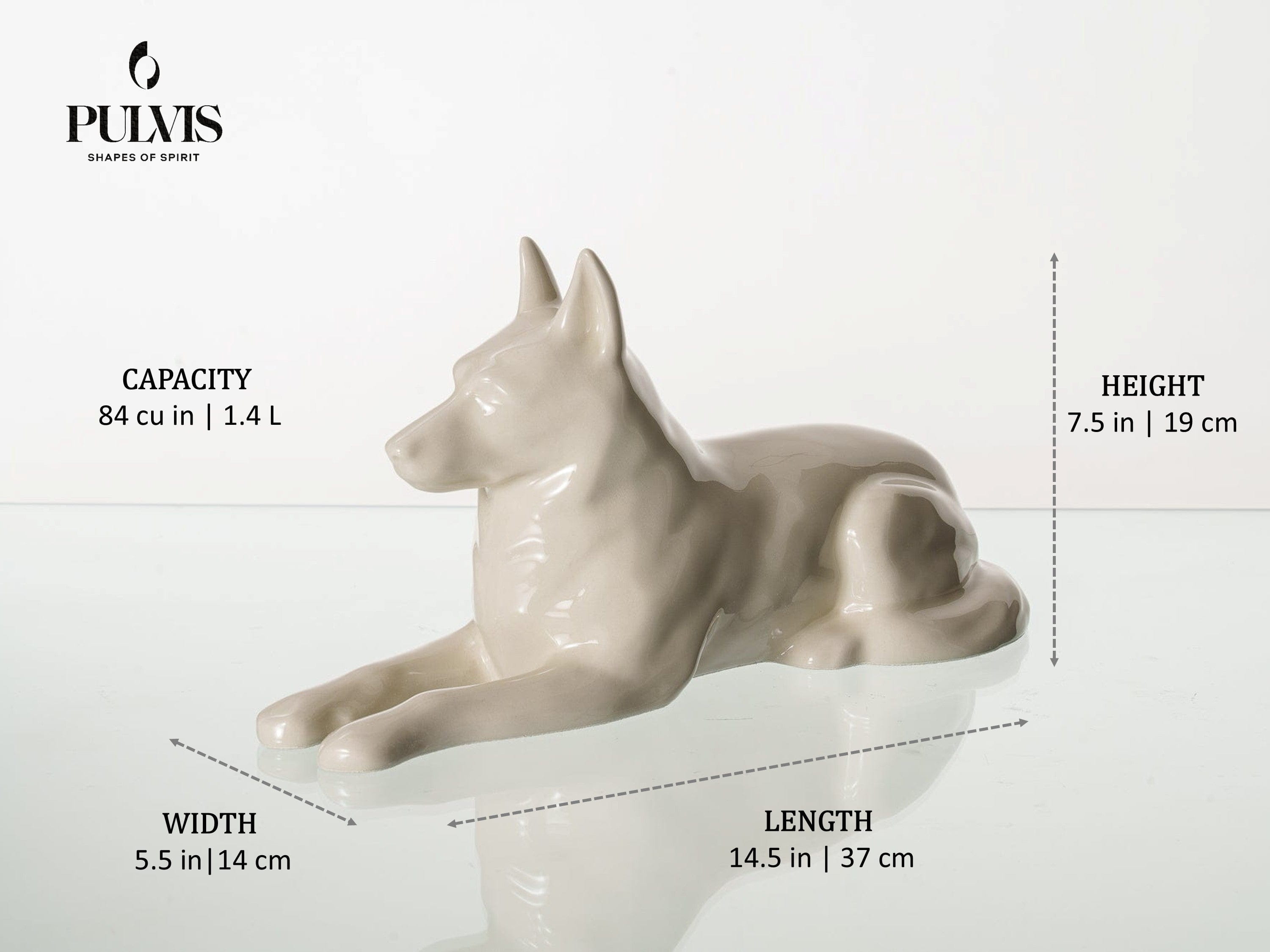 Pulvis Art Urns Pet Urn German Shepherd Pet Urn - Ceramic Dog Urn
