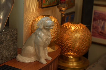 Golden Retriever Pet Urn - Off-white | Ceramic Dog Urn - Pulvis Art Urns
