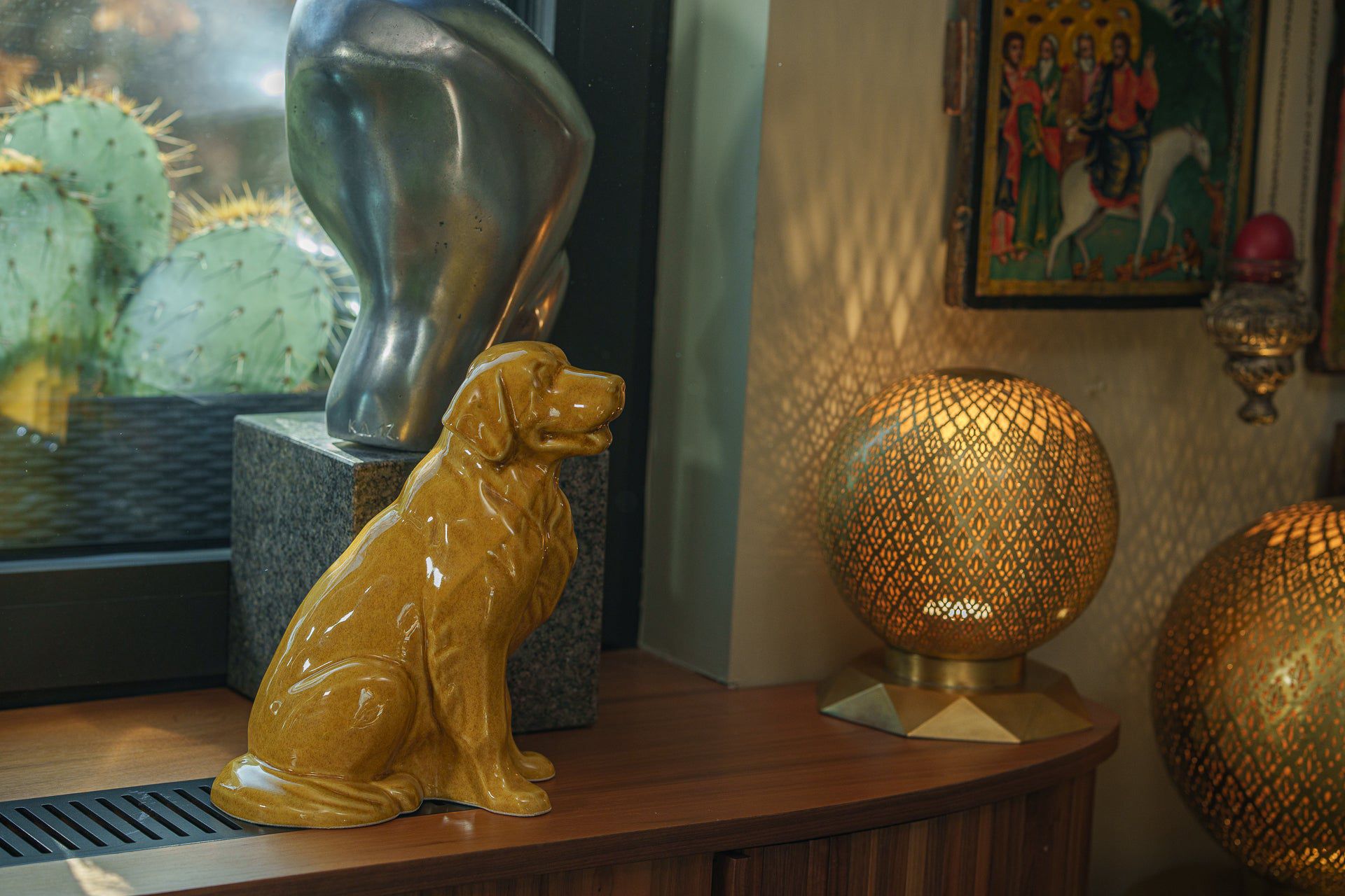 Golden Retriever Pet Urn - Yellow | Ceramic Dog Urn - Pulvis Art Urns