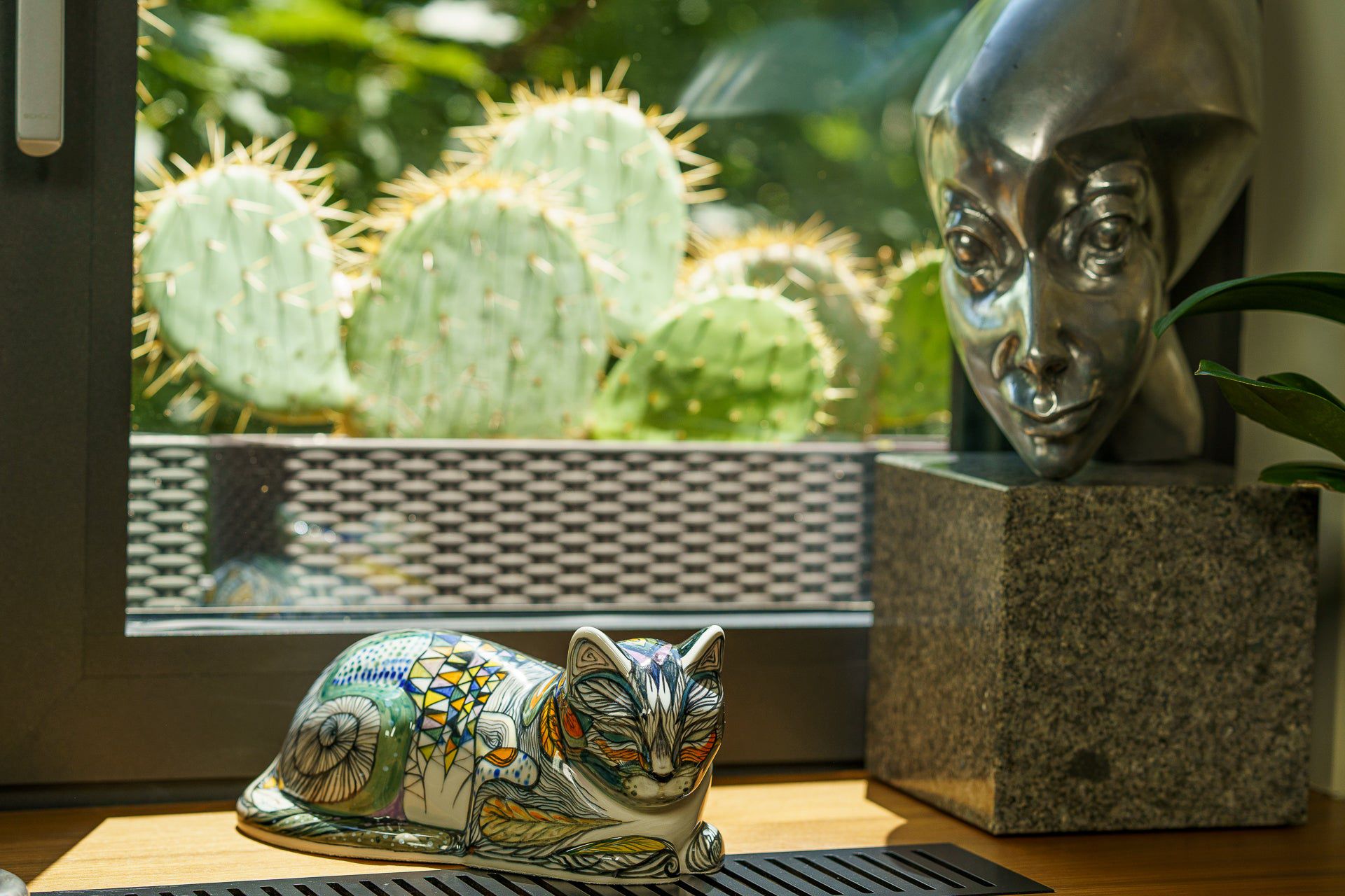 Hand Decorated Cat Urn for Ashes "Dream" - Ceramic | Handmade Pet Urn - Pulvis Art Urns