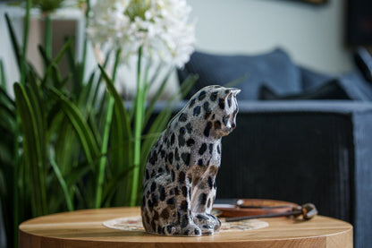 HydroGraphics Pet Urn "Neko" | Spotted White | Ceramic - Pulvis Art Urns