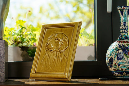 Labrador Pet Urn for Ashes - Amber Yellow | Ceramic | Handmade Pet Urn - Pulvis Art Urns