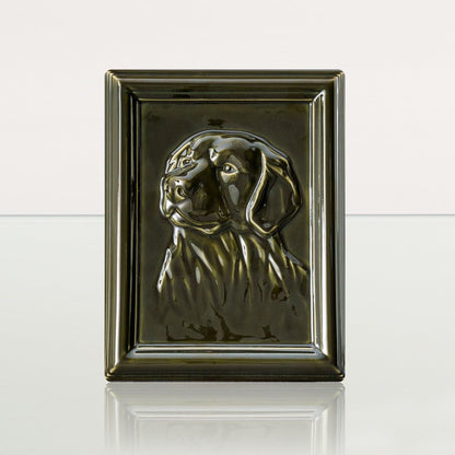 Labrador Pet Urn for Ashes - Oily Green | Ceramic | Handmade Pet Urn - Pulvis Art Urns