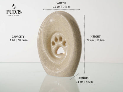 Pulvis Art Urns Pet Urn Large Paw Cremation Urn - Ceramic | Handmade Pet Urn