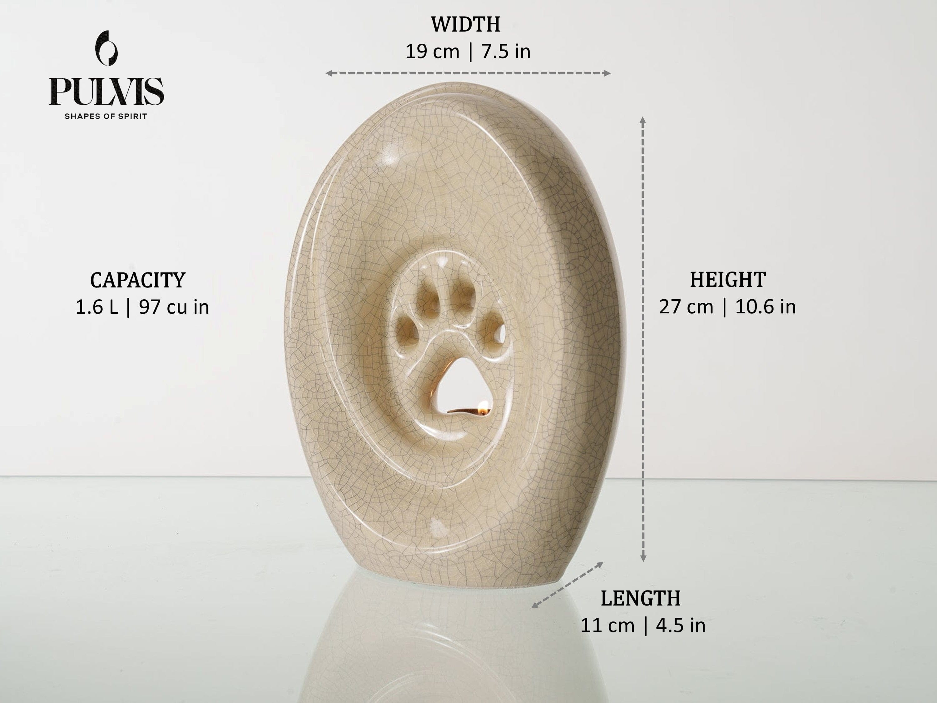 Pulvis Art Urns Pet Urn Large Paw Cremation Urn - Ceramic | Handmade Pet Urn