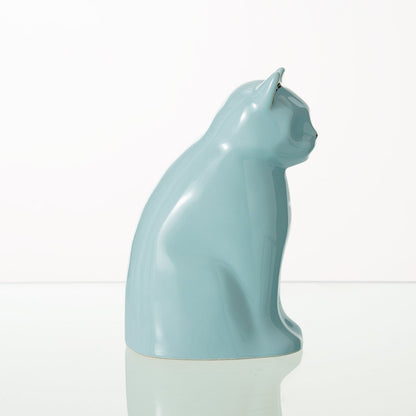 "Meow" Pet Urn for Cat - Baby Blue | Ceramic | Handmade - Pulvis Art Urns