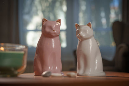 "Meow" Pet Urn for Cat - White Matte | Ceramic | Handmade - Pulvis Art Urns