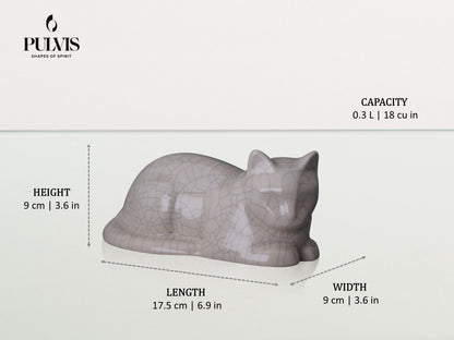 Pulvis Art Urns Pet Urn Mini Laying Cat Cremation Urn - | Ceramic Pet Urn