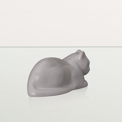 Mini Laying Cat Cremation Urn - White | Ceramic Pet Urn - Pulvis Art Urns
