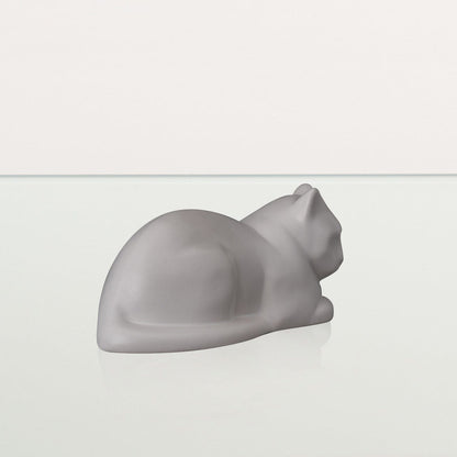Mini Laying Cat Cremation Urn - White Matte | Ceramic Pet Urn - Pulvis Art Urns