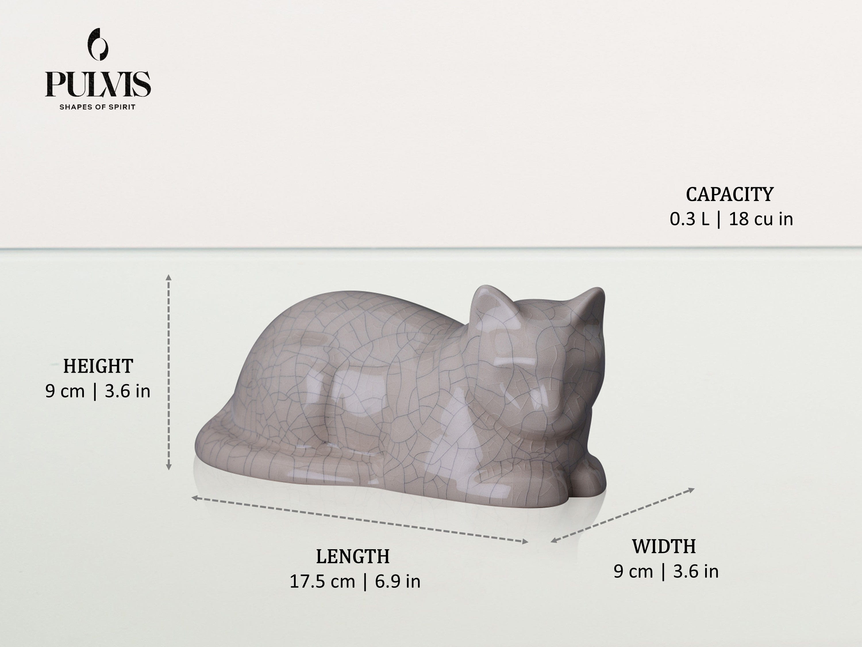Pulvis Art Urns Pet Urn Mini Laying Cat Cremation Urn -Ceramic Pet Urn