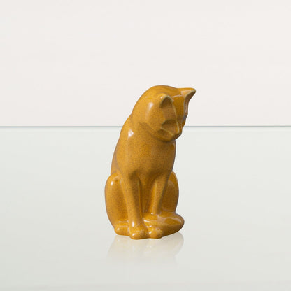 Mini Pet Urn for Ashes Neko - Amber Yellow | Ceramic | Handmade Cat Urn - Pulvis Art Urns