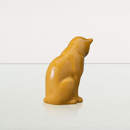 Mini Pet Urn for Ashes Neko - Amber Yellow | Ceramic | Handmade Cat Urn - Pulvis Art Urns