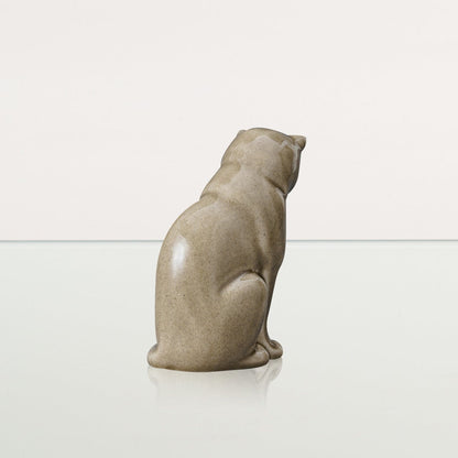 Mini Pet Urn for Ashes Neko - Beige Gray | Handmade | Ceramic Cat Urn - Pulvis Art Urns