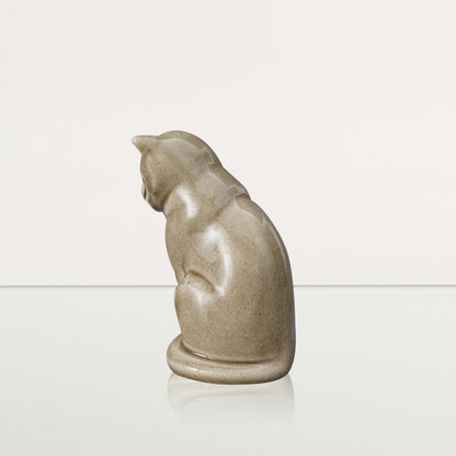Mini Pet Urn for Ashes Neko - Beige Gray | Handmade | Ceramic Cat Urn - Pulvis Art Urns