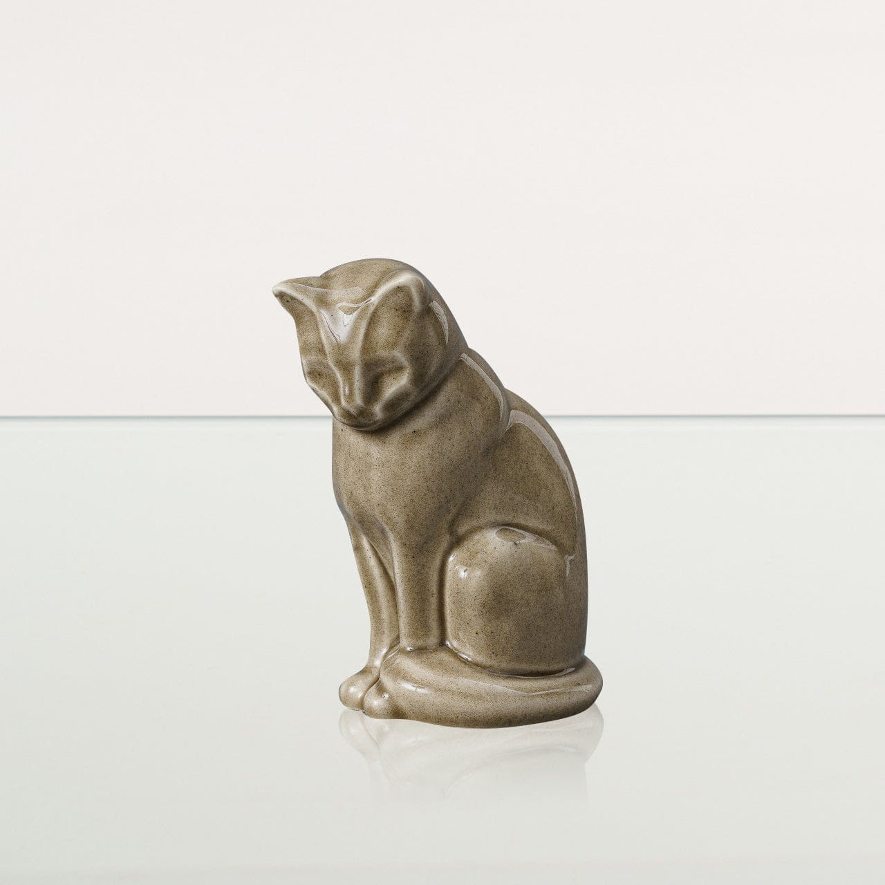 Mini Pet Urn for Ashes Neko - Beige Gray | Handmade | Ceramic Cat Urn - Pulvis Art Urns