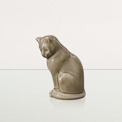 Mini Pet Urn for Ashes Neko - Beige Gray | Handmade | Ceramic Cat Urn - Pulvis Art Urns