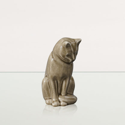 Mini Pet Urn for Ashes Neko - Beige Gray | Handmade | Ceramic Cat Urn - Pulvis Art Urns