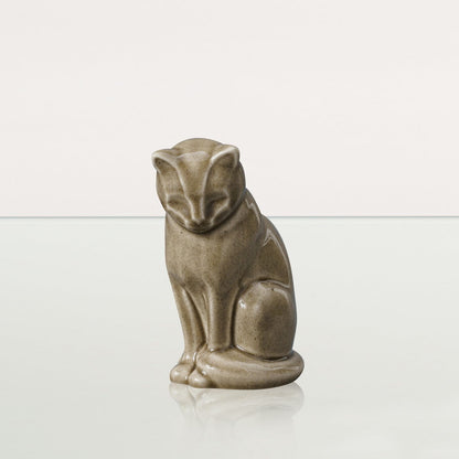 Mini Pet Urn for Ashes Neko - Beige Gray | Handmade | Ceramic Cat Urn - Pulvis Art Urns