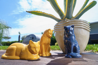 Mini Pet Urn for Ashes Neko - Blue Melange | Ceramic | Handmade Cat Urn - Pulvis Art Urns
