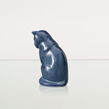 Mini Pet Urn for Ashes Neko - Blue Melange | Ceramic | Handmade Cat Urn - Pulvis Art Urns