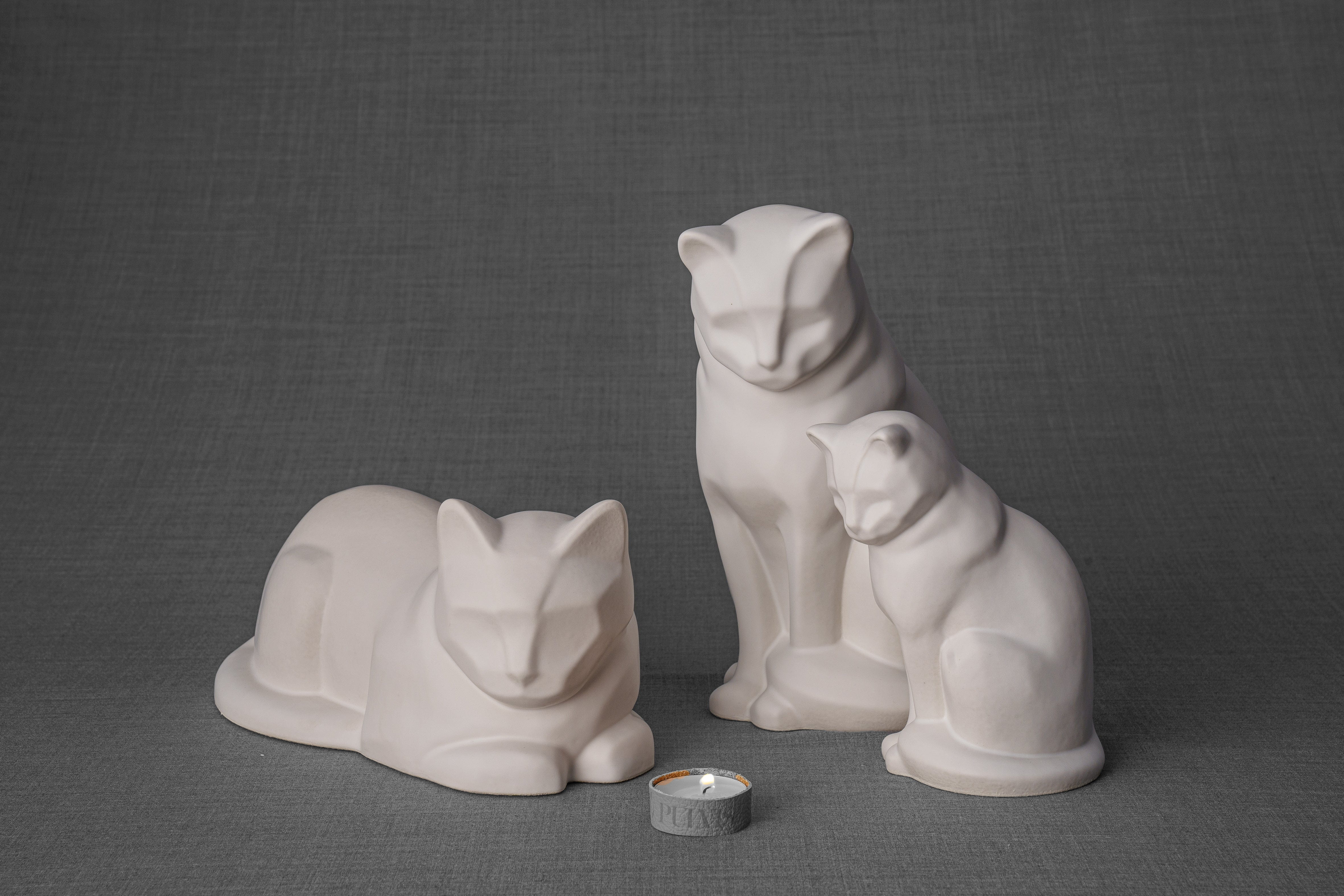 Mini Pet Urn for Ashes Neko - Pearly White | Handmade | Ceramic Cat Urn - Pulvis Art Urns
