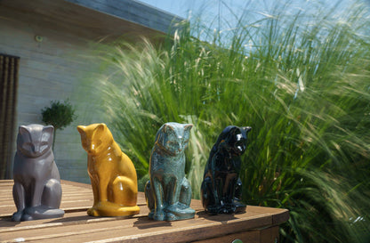 Mini Pet Urn for Ashes Neko - Dark Matte | Ceramic | Handmade Cat Urn - Pulvis Art Urns