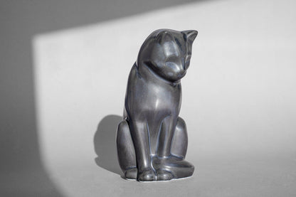 Mini Pet Urn for Ashes Neko - Dark Matte | Ceramic | Handmade Cat Urn - Pulvis Art Urns