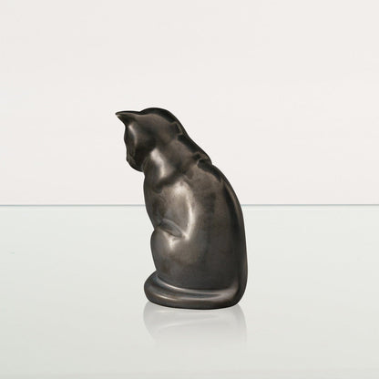 Mini Pet Urn for Ashes Neko - Dark Matte | Ceramic | Handmade Cat Urn - Pulvis Art Urns