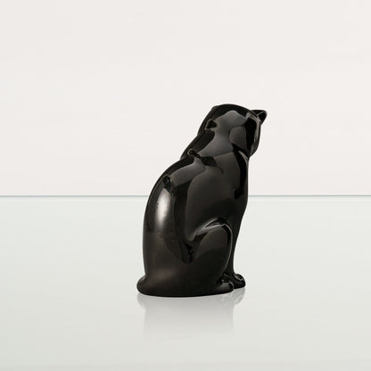 Mini Pet Urn for Ashes Neko - Lamp Black | Handmade | Ceramic Cat Urn - Pulvis Art Urns