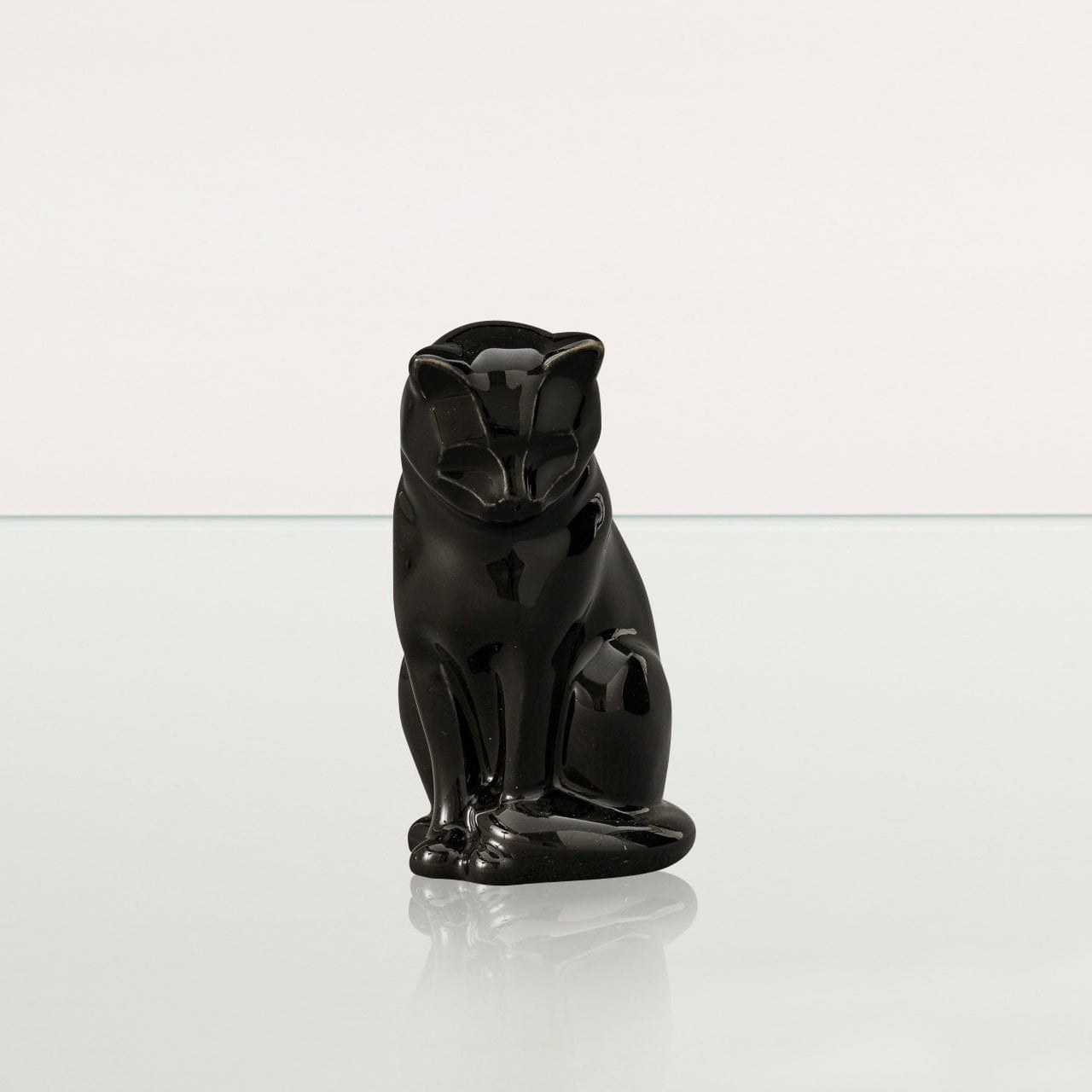 Mini Pet Urn for Ashes Neko - Lamp Black | Handmade | Ceramic Cat Urn - Pulvis Art Urns