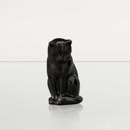 Mini Pet Urn for Ashes Neko - Lamp Black | Handmade | Ceramic Cat Urn - Pulvis Art Urns