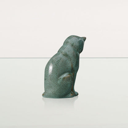 Mini Pet Urn for Ashes Neko - Oily Green Melange | Ceramic Cat Urn - Pulvis Art Urns